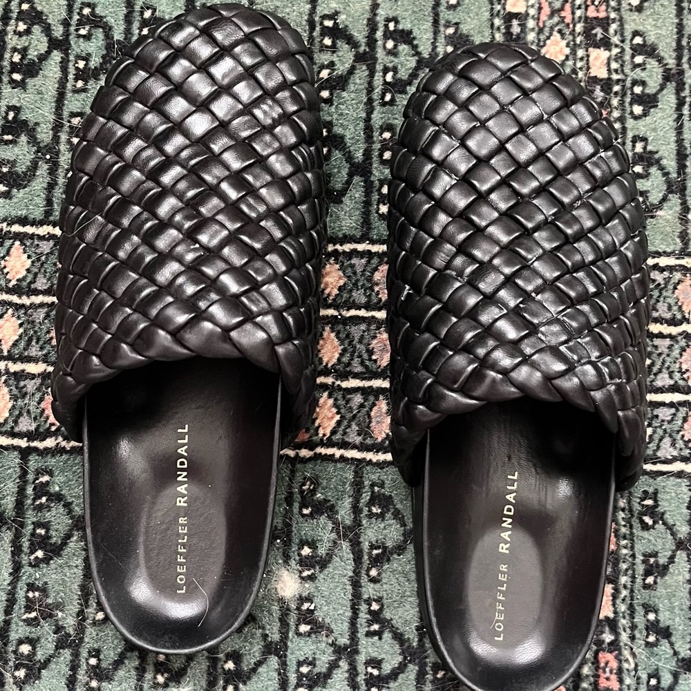 Randall Loeffler black leather woven shoes 8.5
